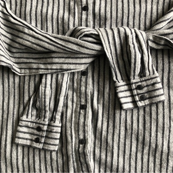 Derek Lam 10 Crosby Front Tie Striped Flannel Dress - Picture 5 of 10